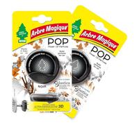 Arbre Magique POP - Ambientador para coche sólido, fragancia negra, fragancia dinámica y deportiva, duración hasta 30 días, diseño italiano, paquete de 2 unidades