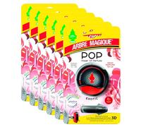 Arbre Magique POP - Ambientador sólido para coche, aroma exótico, fragancia fresca y afrutada, duración de hasta 30 días, diseño italiano, paquete de 6 unidades