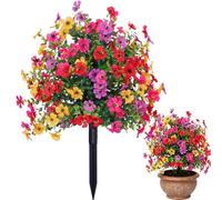 Arbusto de Gloriosa Artificial Desmontable - Estacas de Jardín de Flores de Rosa Realistas de 55 cm, Resistente a la Intemperie para Decoración Exterior de Césped y Jardín