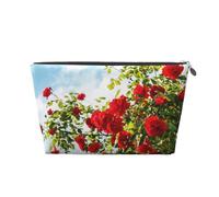 Arbusto de Rosas Rojas Estampado, Bolsa de artículos de tocador Bolsa de Maquillaje Bolsa de cosméticos Bolsa de artículos de tocador de Viaje portátil