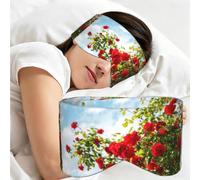 Arbusto de rosas rojas impreso, Antifaz para dormir, ideal para el hogar, viajes y trabajo por turnos. Cubre completamente los ojos y bloquea la luz.