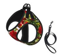 Arbusto de Rosas Rojas Impreso,Arnés para Mascotas, arnés Reflectante Ajustable para Perros,M