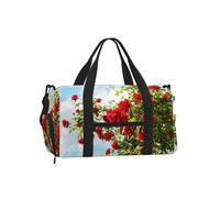 Arbusto de Rosas Rojas Impreso,Bolso Deportivo Bandolera de Mano, Bolsa de Deporte, Bolsa de Viaje de Gran Capacidad para Mujeres y Hombres.