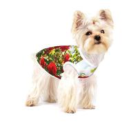 Arbusto de Rosas Rojas Impreso,Camiseta de algodón sin Mangas para Mascotas, Chaleco Transpirable, Suave y elástico para Cachorros,S