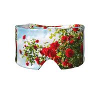 Arbusto de rosas rojas impreso,Máscara para ojos con bloqueo de luz y protección ocular completa para dormir, orejeras y ojos.