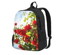 Arbusto de rosas rojas impreso,Mochila con bolsillos, mochila informal para el día a día, resistente al agua, ideal para la escuela, viajes