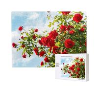 Arbusto de Rosas Rojas Impreso,Rompecabezas de Madera de 500 Piezas, Juego Familiar, Rompecabezas para Adultos, Adolescentes, decoración del hogar
