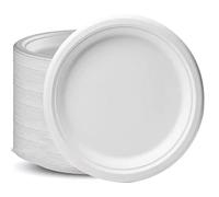 ARBUTUS 100 Platos de papel de fibra de caña de azúcar Platos redondos de cumpleaños 100% biodegradable. (100, Platos 17cm)