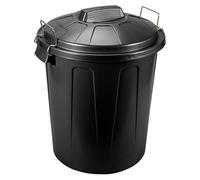 ARBUTUS Cubo de basura con tapa y asas metálicas, plástico resistente, contenedor de residuos, papelera, reciclaje, industrial, hogar. (Negro, 51 Litros 54x44cm)