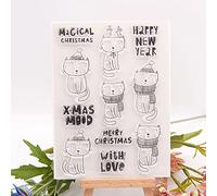 Arbuya Sellos de goma para Navidad, Año Nuevo, diseño de gato con texto "Feliz Navidad" para decoración de tarjetas de Navidad y manualidades para álbumes de recortes