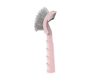 Arc - Peine de aguja larga para mascotas, cepillo de acero inoxidable 304 para perros y gatos grandes, herramienta de aseo de masaje antideslizante para cabello esponjoso y cepillado sin dolor (rosa)