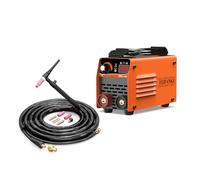ARC140 Mini Soldador Inverter 140A Maquina de Soldar IGBT DC Portátil Soldador Electrodo con Elevador Lift TIG,Pantalla LED, Hot Start,Anti-Stick,210 x 130 x 90 mm+WP-17V Paquete De Manguera TIG De Ar