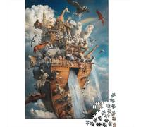 Arca de Noé Fantasía Rompecabezas 1000 Piezas Acertijos Inteligentes Ilustrados Adultos Papel DIY Regalo Navidad Familiar 70x50cm/1000pcs