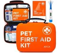 ARCA PET Cat & Dog First Aid Kit Home Office Travel Car Emergency Kit Pet Travel Kit - 100 piezas con cuello de emergencia y termómetro para mascotas y mini bolsa [funda dura para protección]