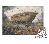 Arca Reunión de Animales Puzzle de 1000 Piezas Papel para Adultos Relajante Concentración Juego Familiar Decoración Regalo 52x38cm/1000pcs
