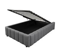 ArcadDii Zinus Maya Cama 150x190 cm - Altura 30cm - Somier Tapizado- Somier de láminas de Madera - sin Colchón, Gris