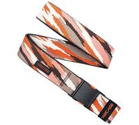 Arcade Belts - Cinturón de aventura delgado A2: elástico resistente, hebilla sin metal, Pincelada - Coral, Standard (Up to 40"); 1.25" Slim Width