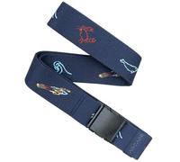 Arcade Belts A2 - Cinturón unisex de aventura: elástico resistente, hebilla sin metal, Save the Waves - Azul marino, Standard (Up to 40"); 1.5" Wide