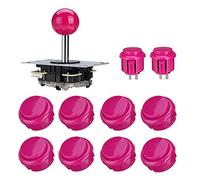 Arcade Games Kit de piezas de bricolaje, controlador de juegos de PC, kit de bricolaje que incluye 1 joystick de arcade 10 botones de arcade, color rosa