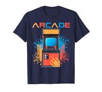 Arcade Gaming Retro Controller Game Over Play Juegos de Consola Camiseta, Hombre, Azul Marino, L
