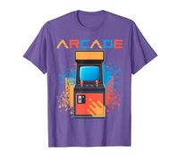 Arcade Gaming Retro Controller Game Over Play Juegos de Consola Camiseta, Hombre, Morado Jaspeado, XXL