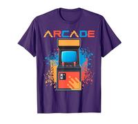 Arcade Gaming Retro Controller Game Over Play Juegos de Consola Camiseta, Hombre, Morado, XL