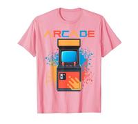 Arcade Gaming Retro Controller Game Over Play Juegos de Consola Camiseta, Hombre, Rosado, M