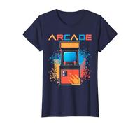 Arcade Gaming Retro Controller Game Over Play Juegos de Consola Camiseta, Mujer, Azul Marino, XL