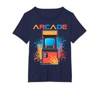 Arcade Gaming Retro Controller Game Over Play Juegos de Consola Camiseta, Mujer Tallas Grandes, Azul Marino, 5XL Grande