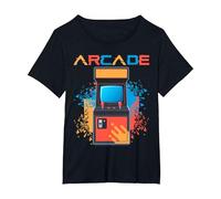 Arcade Gaming Retro Controller Game Over Play Juegos de Consola Camiseta, Mujer Tallas Grandes, Negro, 6XL Grande