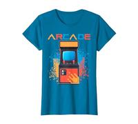 Arcade Gaming Retro Controller Game Over Play Juegos de Consola Camiseta, Mujer, Zafiro, S
