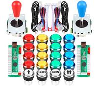 Arcade Kits 2 Player Classic Arcade DIY USB Encoder to PC Joystick Games + 2x 5Pin Rocker + 16x 30mm 5V LED Push Buttons 1 + 2 Players Coin Buttons For Raspberry Pi 1 2 3 3B Mame Fighting Stick