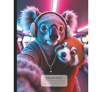 Arcade Koala & Red Panda Composition Notebook: Taking a Selfie, Y2K Aesthetic Vibe | Wide Ruled Book for Work or School, Writing, Journaling and more ... Students, Teens and Animal Lovers