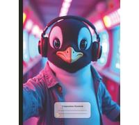 Arcade Penguin Composition Notebook: Seabird Taking a Selfie, Y2K Aesthetic Vibe | Wide Ruled Book for Work or School, Writing, Journaling and more | ... Students, Teens and Animal Lovers