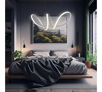 Arcadia Lampara Techo Colgante Diseño Moderno LED con Luz Cálida y Fría Regulable Plafón con Mando a Distancia y App para Móvil - Lampara para Salón, Cocina, Dormitorio - 3400LM 56W 60Cm [Clase F]