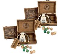 Arcane Divination Dice Set with Engraved Wooden Box, Oracle Dice for Tarot Ritual, Handcrafted Wooden Dice with Mystical Symbols, 10-Piece Set for Astrology, Rune Casting and Meditation