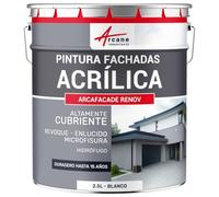 ARCANE INDUSTRIES Pintura acrílica para exteriores, impermeable y duradera para fachadas exteriores - ARCAFAÇADE RENOV - 2.5 L (+ o - 15 m² en 1 capa) Blanco