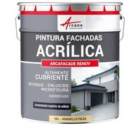 ARCANE INDUSTRIES Pintura acrílica para exteriores, impermeable y duradera para fachadas exteriores - ARCAFAÇADE RENOV - 10 L (+ o - 60 m² en 1 capa) Amarillo Paja - RAL 085 90 30