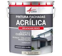 ARCANE INDUSTRIES Pintura acrílica para exteriores, impermeable y duradera para fachadas exteriores - ARCAFAÇADE RENOV - 2.5 L (+ o - 15 m² en 1 capa) Blanco Crema - RAL 9001