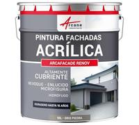 ARCANE INDUSTRIES Pintura acrílica para exteriores, impermeable y duradera para fachadas exteriores - ARCAFAÇADE RENOV - 10 L (+ o - 60 m² en 1 capa) Gris piedra - RAL 7030