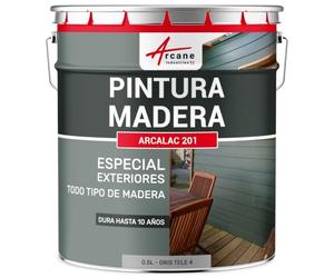 ARCANE INDUSTRIES Pintura de madera exterior e interior - ARCALAC 201-0,5 L Gris tele 4 - RAL 7047