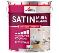 Arcane IndUSTRIES - Pintura de pared (satén aterciopelado blanco, 10 L), color gris claro - RAL 7035