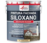 ARCANE INDUSTRIES Pintura de siloxano para exteriores y fachadas, de alto poder hidrófugo - ARCAFAÇADE SILOXANE - 10 L (+ o - 60 m² en 1 capa) Amarillo Paja - RAL 085 90 30