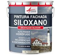 ARCANE INDUSTRIES Pintura de siloxano para exteriores y fachadas, de alto poder hidrófugo - ARCAFAÇADE SILOXANE - 10 L (+ o - 60 m² en 1 capa) Blanco Crema - RAL 9001