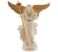 Arcángel Chamuel 708-78195 - Figura de ángel del amor en miniatura de piedra artificial pintada a mano con pintura dorada, colección Veronese