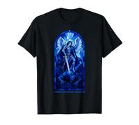 Arcángel Miguel Ángel Católico Color Azul Vitral Camiseta