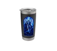Arcángel Miguel Ángel Católico Color Azul Vitral Vaso térmico de acero inoxidable de doble pared