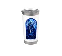 Arcángel Miguel Ángel Católico Color Azul Vitral Vaso térmico de acero inoxidable de doble pared