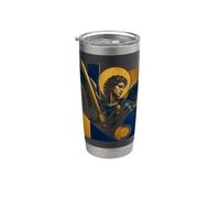 Arcángel Miguel Geométrico Guerrero Sagrado Ángel Icono Arte Vaso térmico de acero inoxidable de doble pared