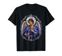Arcángel Miguel Manto Azul Arte Sagrado Devocional Camiseta